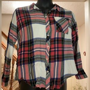Arizona Jeans Brand Plaid Button-Up Blouse - Size XL